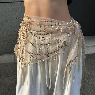爵士舞屁帘配饰辣妹性感造型三角巾街舞腰链臀巾亮片流苏腰带腰巾