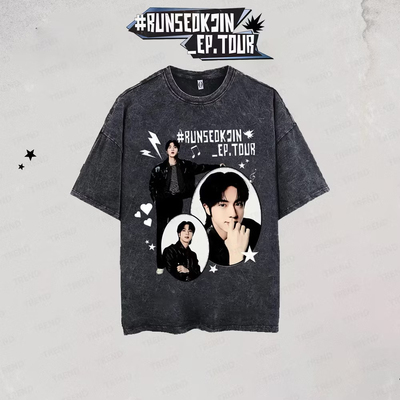 2025 BANGTAN JIN RUNSEOKJIN-EP 巡演水洗T恤男女印花短袖上衣潮