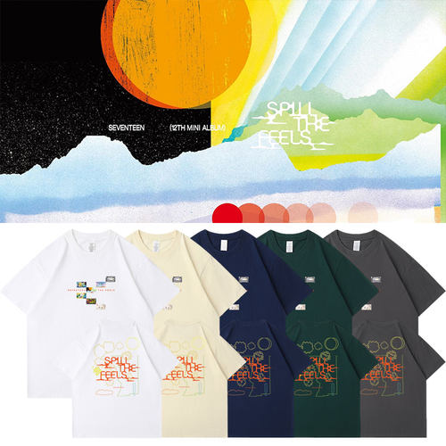SEVENTEEN2024SPILL THE FEELS周边应援同款短袖T恤宽松纯棉衣服