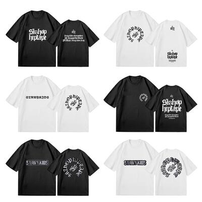 stray kids专辑hop合文字印花T恤衫潮流欧美风打底衫短袖黄承铉sk