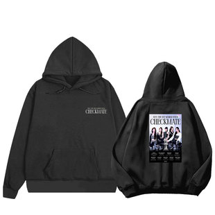 itzy新专辑checkmate海报同款韩版保暖连帽卫衣 logo文字海报印花