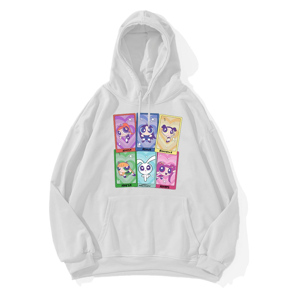 秋冬连帽套头套外 new新牛仔裤卡通人物款打歌服连帽衫加绒卫衣女