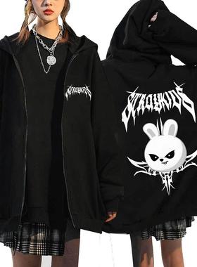 2025 Stray Kids Dominate周边原宿印花卫衣连帽宽松拉链卫衣批