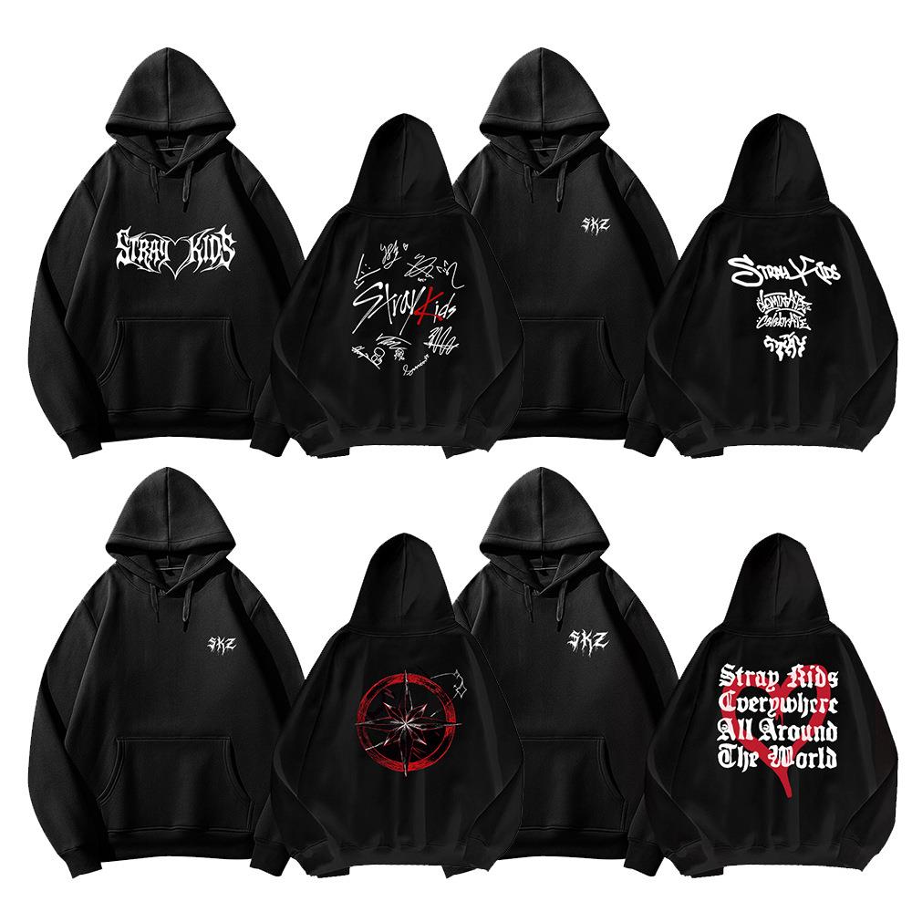 stray kids专辑ATE连帽衫 秋冬毛圈男女卫衣 手臂印花双面设计skz