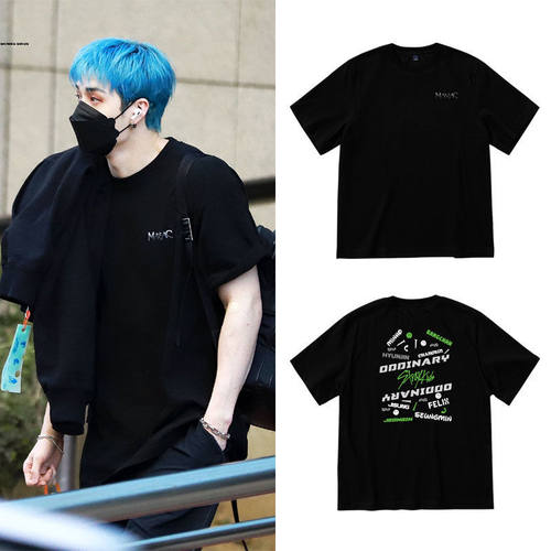 straykids MANIC演唱会成员名字印花同款短袖T恤宽松纯棉打歌衣服
