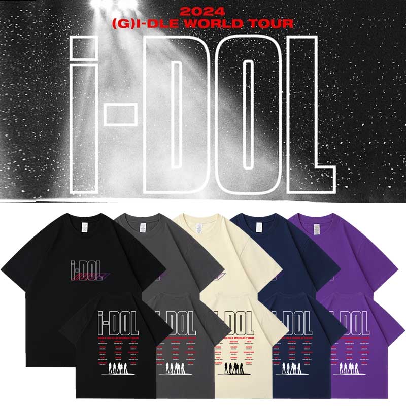 GIDLE2024世巡IDOL演唱会周边同款短袖T恤宽松纯棉印花打底衫夏季
