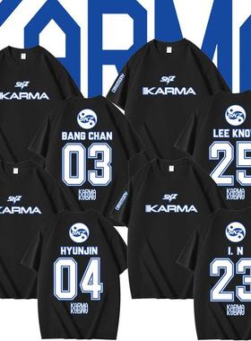 独立站Stray Kids skz 回归周边组合周边印花夏季短袖T恤纯棉宽松