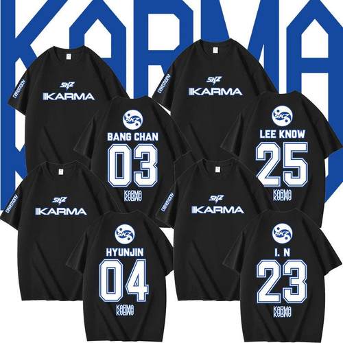 独立站Stray Kids skz 回归周边组合周边印花夏季短袖T恤纯棉宽松