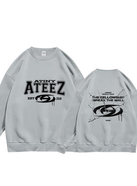 ateez新款打歌服卫衣BREAK THE WALL嘻哈港风欧美圆领外套 供跨境
