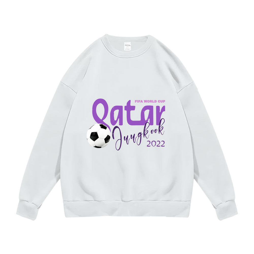 卡塔尔足球世界杯周边圆领纪念长袖衫 JK应援周边打歌服套头卫衣