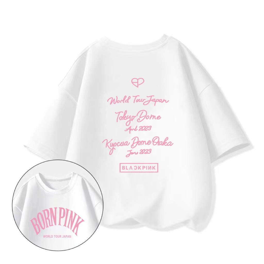 BLACKPINK 도쿄 일본 투어 2023 콘서트 BORN PINK 타이다이 아동용 반팔 티셔츠 친자 패션 트렌드