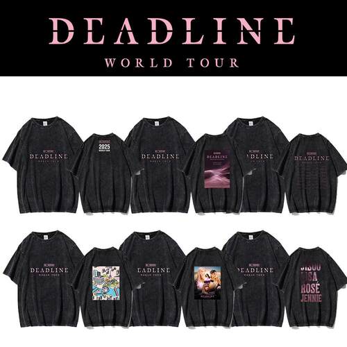 粉墨blink回归DEADLINE WORLD TOUR水洗T恤logo双面印花打歌上衣t