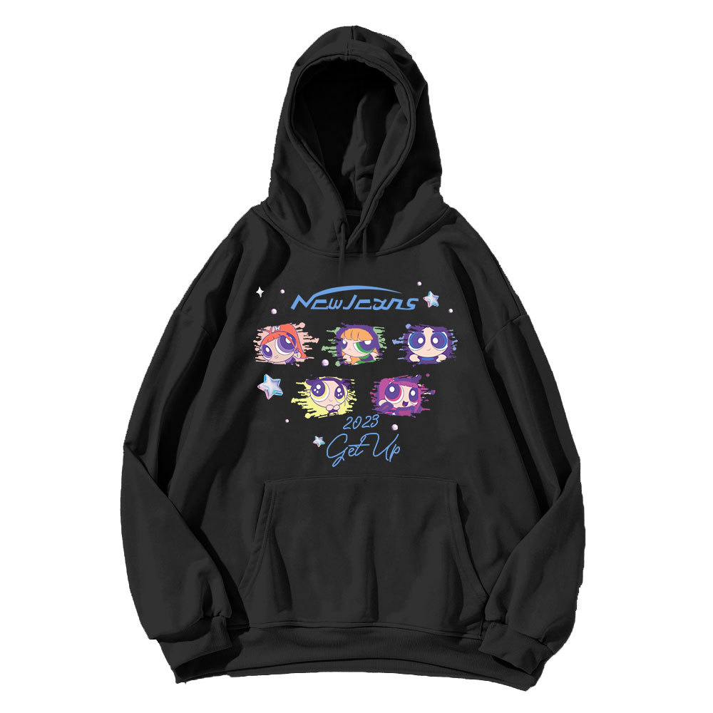 秋冬连帽套头卫衣 new新牛仔裤卡通人物款打歌服连帽衫保暖卫衣女