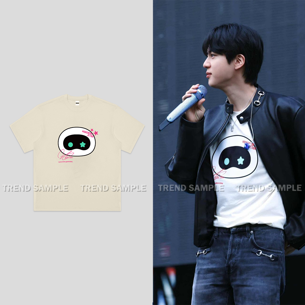BTS金硕珍演唱会RUNSEOKJIN周边同款短袖t恤男女宽松印花短袖上衣