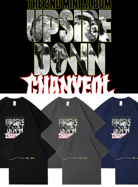 2025EXO朴灿烈周边UpsideDown应援同款衣服纯棉印花短袖T恤打底衫