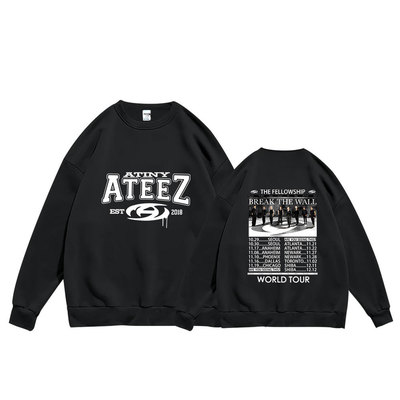 ateez新专舞台打歌服卫衣BREAK THE WALL文艺港风圆领外套 供跨境