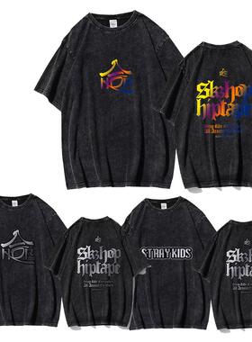straykids专辑hop合水洗衫短街头嘻哈潮流个性上衣T恤方灿Hyunjin