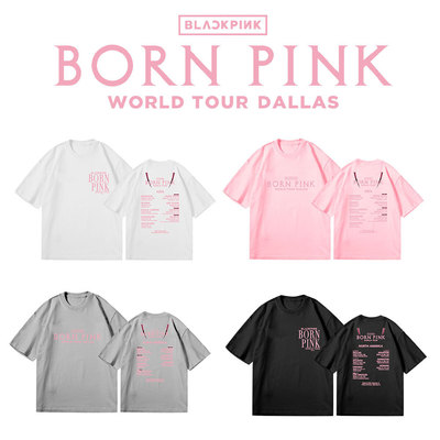 韩流明星女团blink粉墨打歌服 日巡BORN PINK款美国应援T恤衫