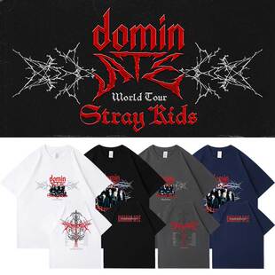 StrayKids2024dominATE世巡演唱会周边同款短袖T体恤纯棉印花衣服
