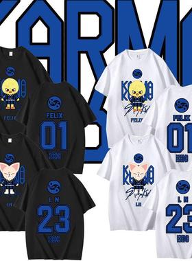 独立站Stray Kids skz 回归周边组合印花夏季短袖T恤纯棉宽松