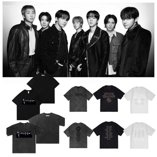 BTS2026回归正规5辑ARIRANG日本快闪同款印花纯棉水洗黑短袖T恤