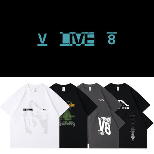 SEVENTEEN V8演唱会应援周边自制同款短袖T恤纯棉印花小领口衣服