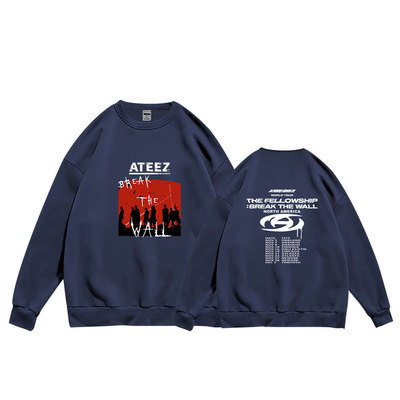 ateez-BREAK THE WALL-world tour新专 欧美嘻哈风圆领卫衣女加绒