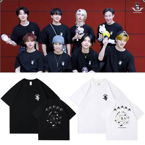 StrayKids专辑5STAR周边同款短袖t体恤纯棉印花落肩中袖打歌衣服