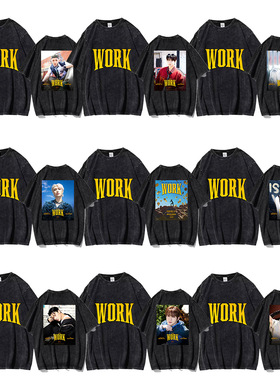 ATEEZ10th mini专辑水洗短袖双面印花海报logo复古潮流T恤夏t半袖