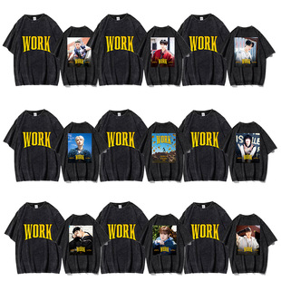 ATEEZ10th mini专辑水洗短袖双面印花海报logo复古潮流T恤夏t半袖