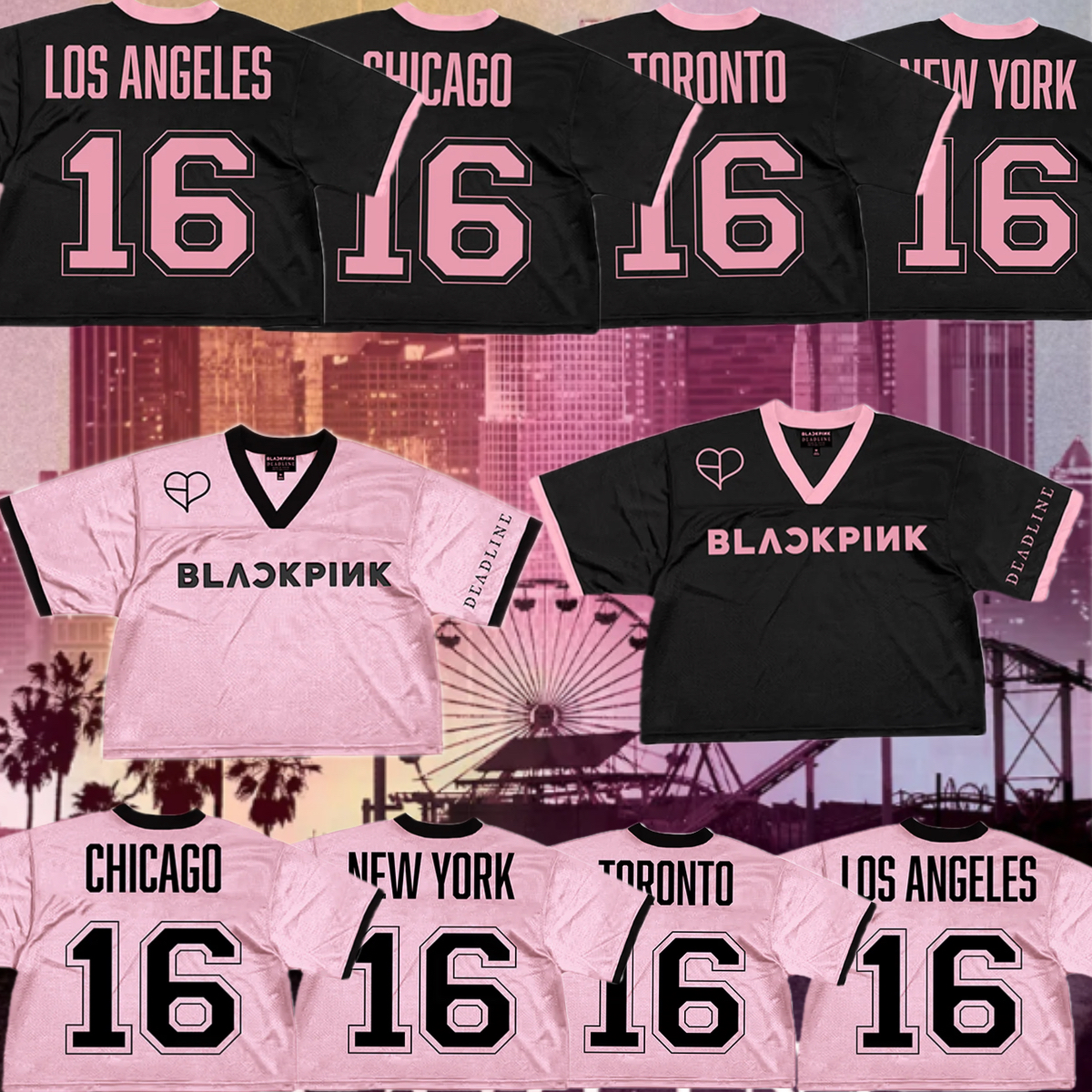 BLACKPINK粉墨2025美国洛杉矶演唱会周边应援短款棒球服快闪衣服