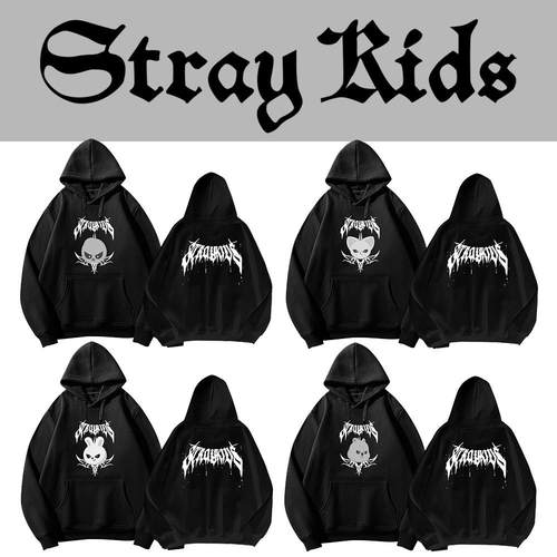 straykids专辑巡演连帽衫联名卡通I.N粉丝应援长袖外套大口袋帽衫