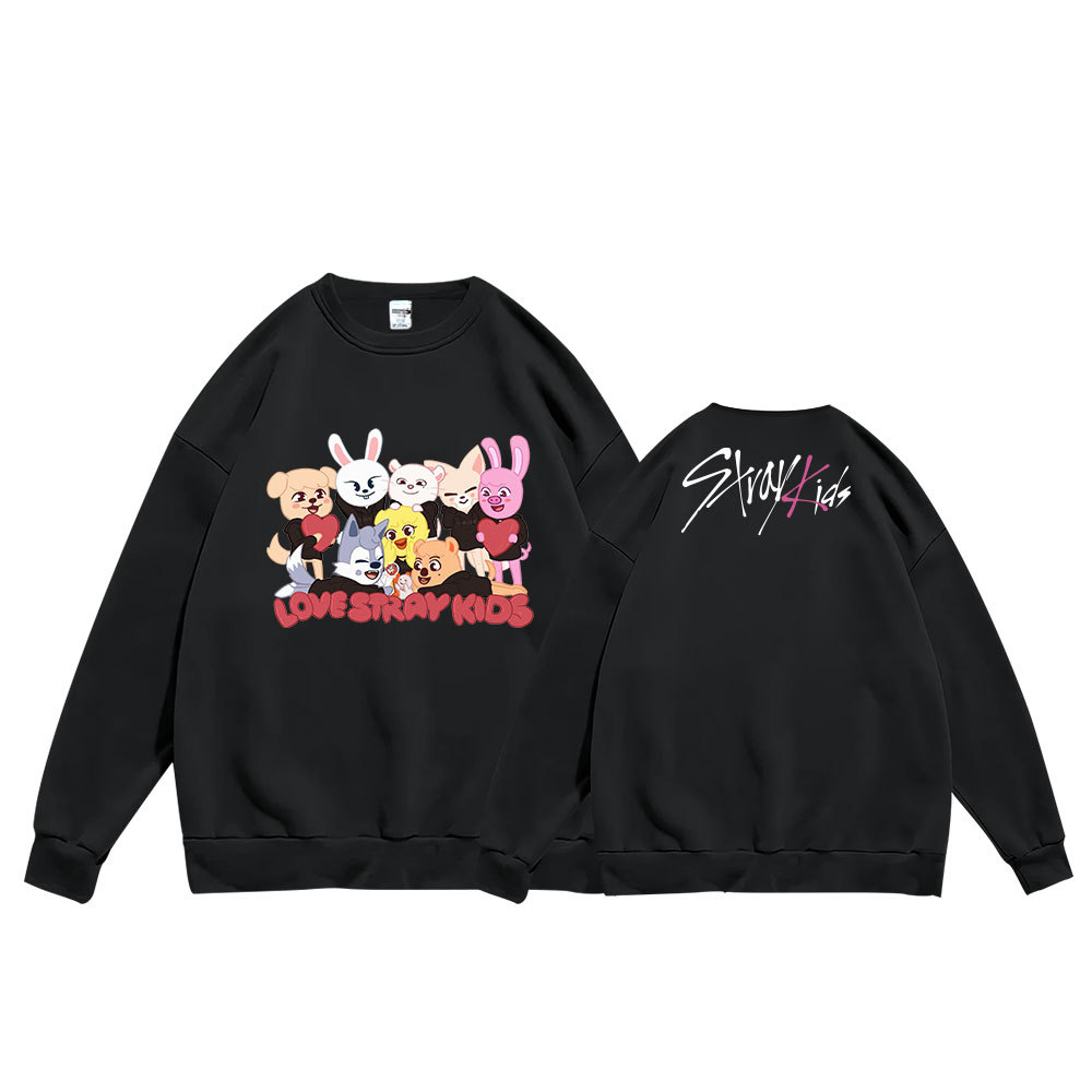 stray kids卡通联名baby卡通可爱圆领卫衣 秋冬加绒套头外套skzoo