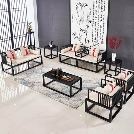 新中式实木沙发客厅组合现代简约禅意整装酒店罗汉床沙发家具定制