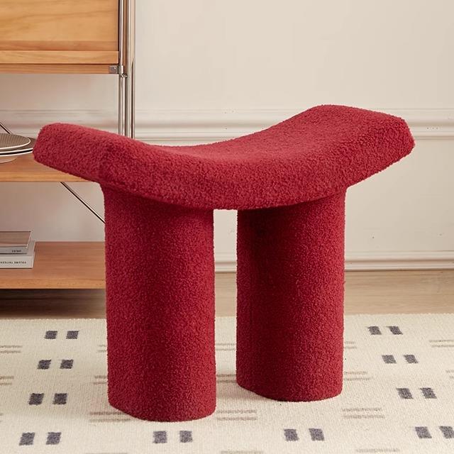 网红马鞍凳换鞋凳沙发凳羊羔绒客厅卧室梳妆凳小飞象简约家用门口