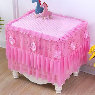 结婚用品床头柜方巾盖布蕾丝加厚茶几布艺电视柜多用盖巾红色餐桌