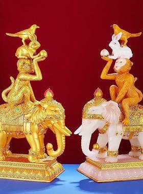 和睦四瑞摆件藏传密宗象宝佛前供奉吉祥四瑞供佛居家创意四兽摆件