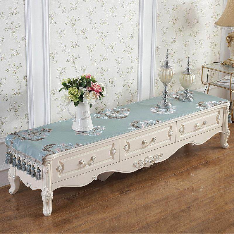 欧式电视柜桌布蓝色高端电视柜罩桌旗茶几垫子定制订做清新长方形,居家布艺,桌布,淘宝优惠券,粉丝福利购,淘宝优惠卷