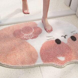 可爱卡通浴室门口地垫家用化妆室毛绒吸水脚垫卧室耐脏防滑垫卫浴