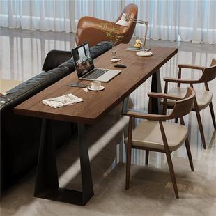 横厅沙发后长条桌实木书桌极简工作台客厅家用儿童双人学习办公桌