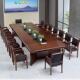 胡桃色会议桌长桌简约现代实木皮烤漆办公培训桌椅组合长方形桌