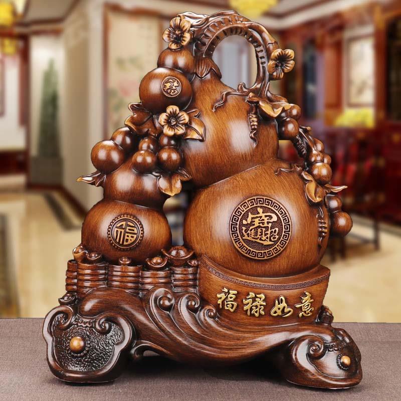 福禄如意葫芦摆件 风水招财客厅电视酒柜玄关装饰品乔迁开业礼物