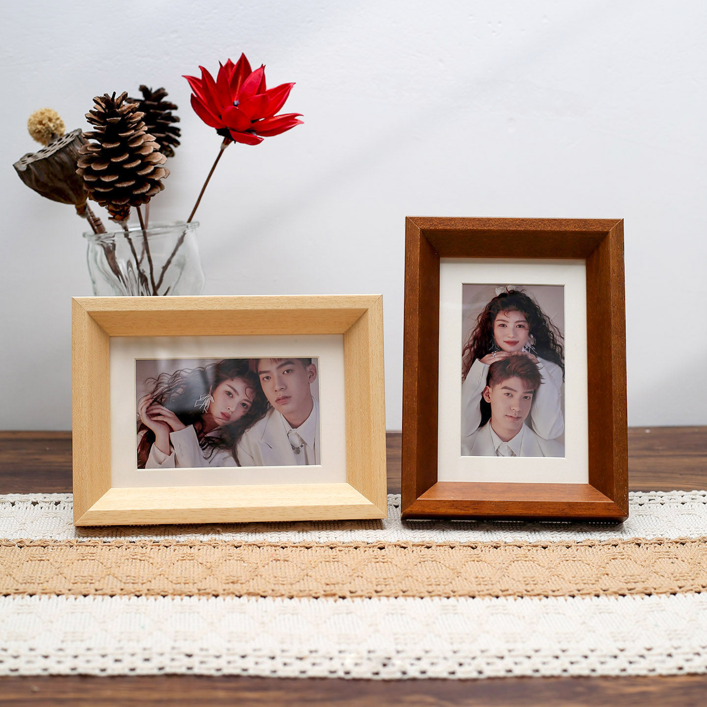照片定制6寸实木相框摆台挂墙