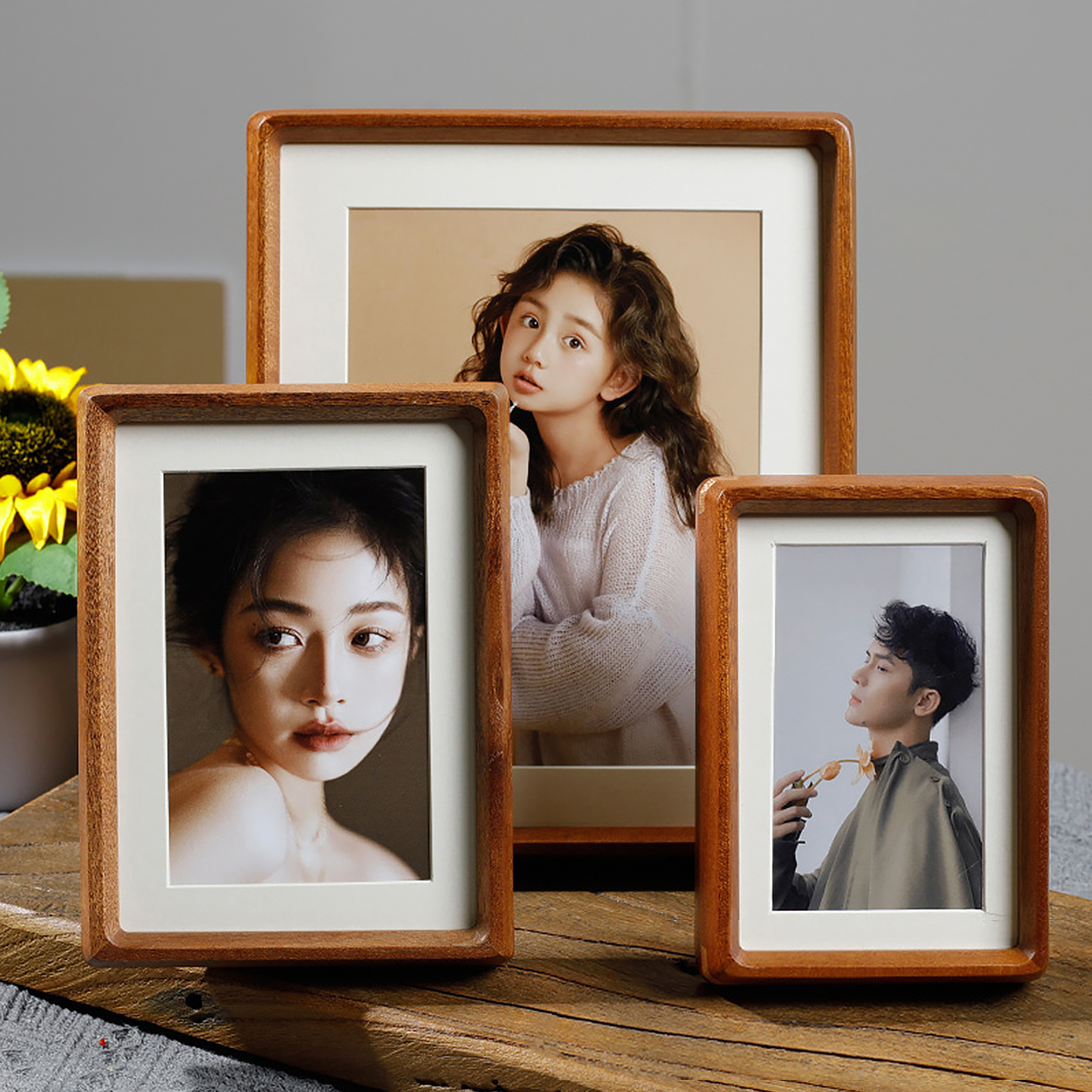 实木榫卯圆角相框摆台照片字画框