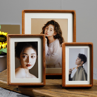 实木榫卯圆角相框摆台678 10寸情侣照片相框书法字画画框摆台挂墙