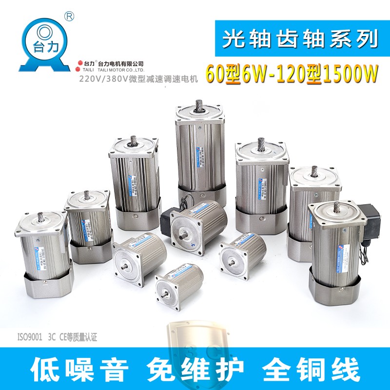 台力6w120w250w380V交流齿轮减速光轴电机220V单相电调速齿轴马达