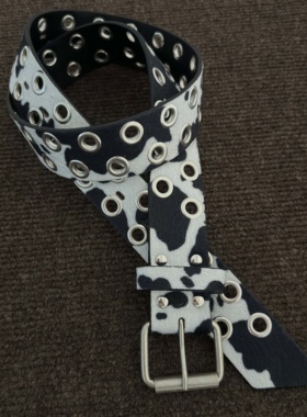 SoulMates奶牛纹双排铆钉腰带日式中古vintage男女设计感穿搭单品