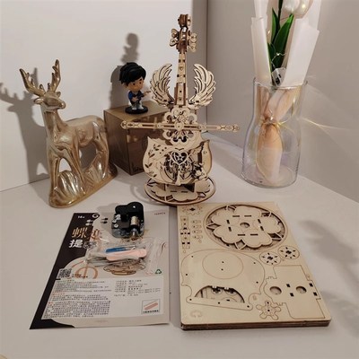 秘境提琴手工音乐盒木质拼装模型3d立体拼图拼装摆件送女生日礼物