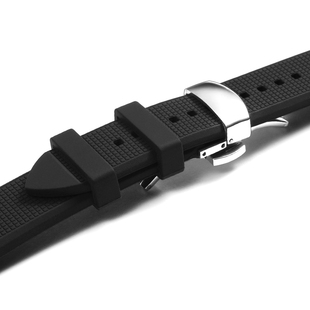 手表带硅胶男蝴蝶扣手表链配件女士适用天梭DW浪琴卡西欧美度天王