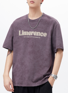 Erise lab26SS满天星泼墨重磅T恤男潮牌发泡印花宽松高级质感短袖